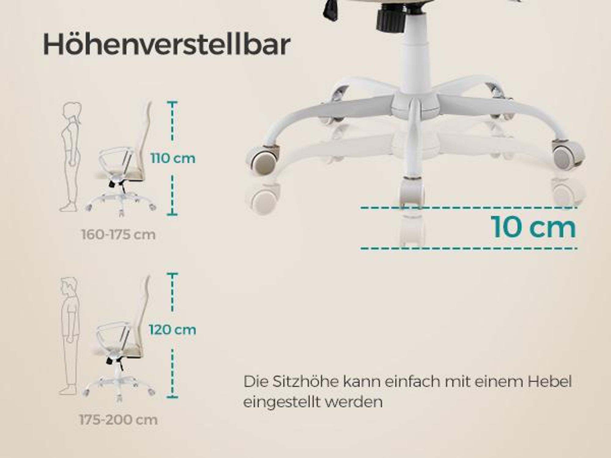 SONGMICS Chefsessel (2 St), Atmungsaktiver Netzbezug, Cappuccinobeige
