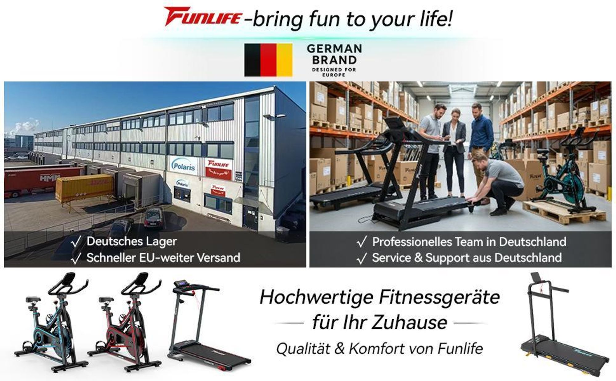 Vélo d'appartement FunLife C1 - Smart Indoor Bike avec Bluetooth & App-Training, entraînement par courroie silencieux, résistance réglable, jusqu'à 120 kg, rouge fluo
