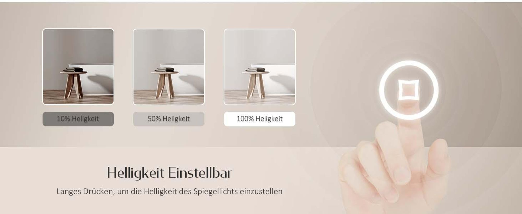 EMKE LED Badspiegel mit Kaltweiß Beleuchtung 120x60cm, Badezimmerspiegel mit Touchschalter - Energieeffizienter