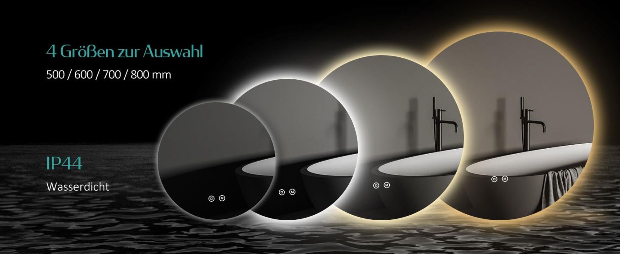 EMKE LED Badezimmerspiegel Badspiegel mit Beleuchtung Rund 60cm 3 Lichtfarben Dimmbar Lichtspiegel mit Touchschalter Energiesparend LED Spiegel