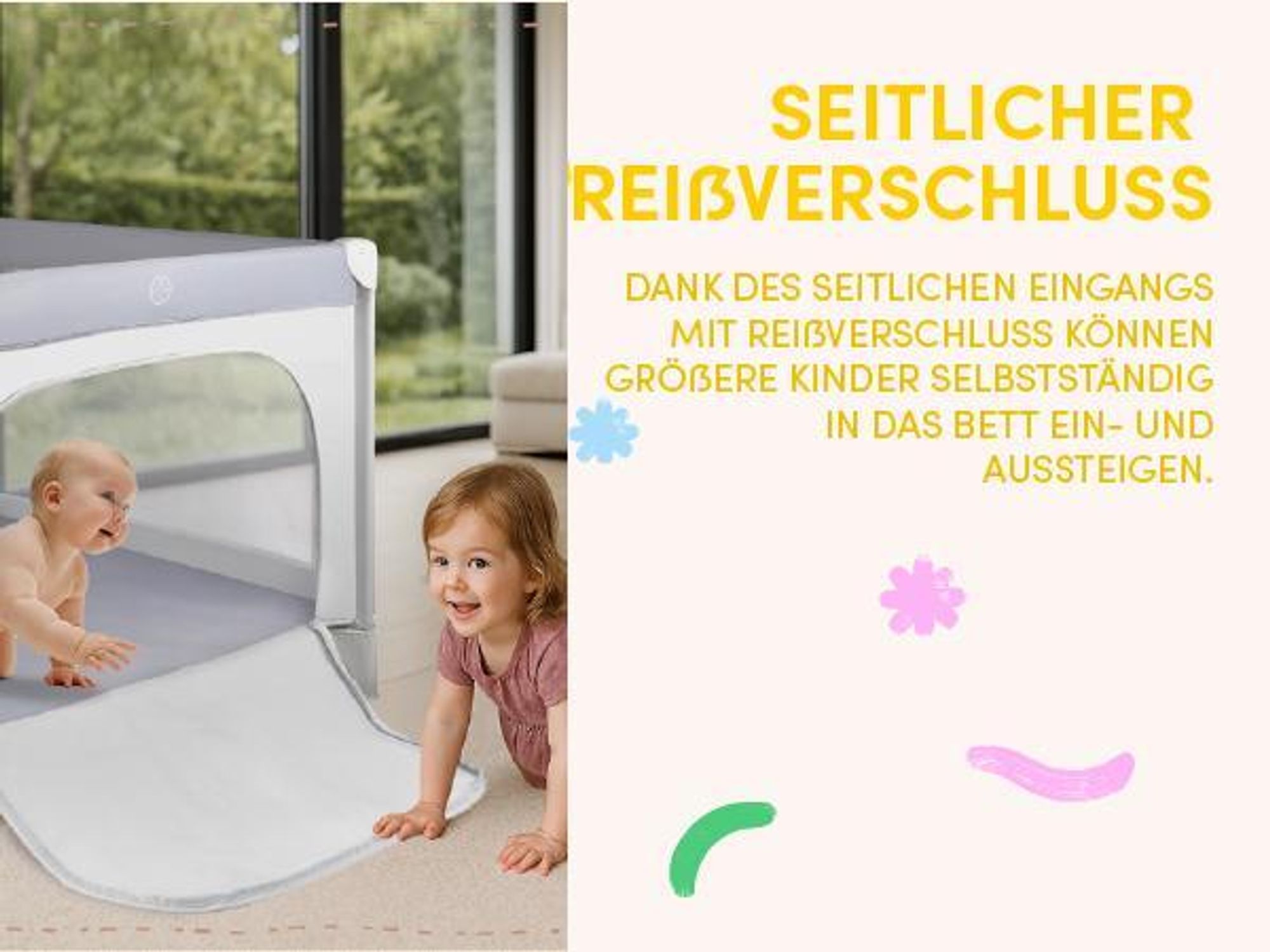 Grau Babylaufstall Kinderreisebett mit Tasche 100*100 cm