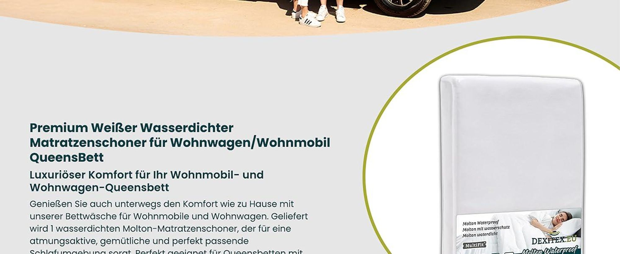 Wohnmobil in der Natur mit Spannbettlaken.