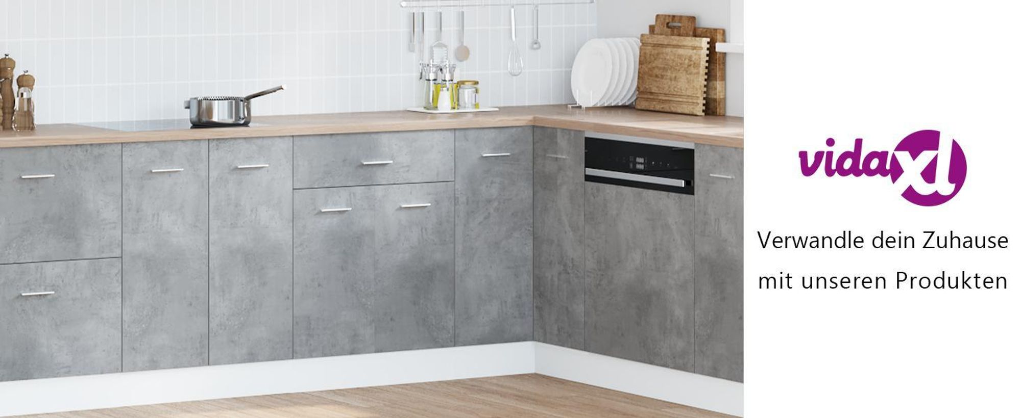 vidaXL Schubunterschrank Lyon Betongrau 60x46x81,5 cm Holzwerkstoff