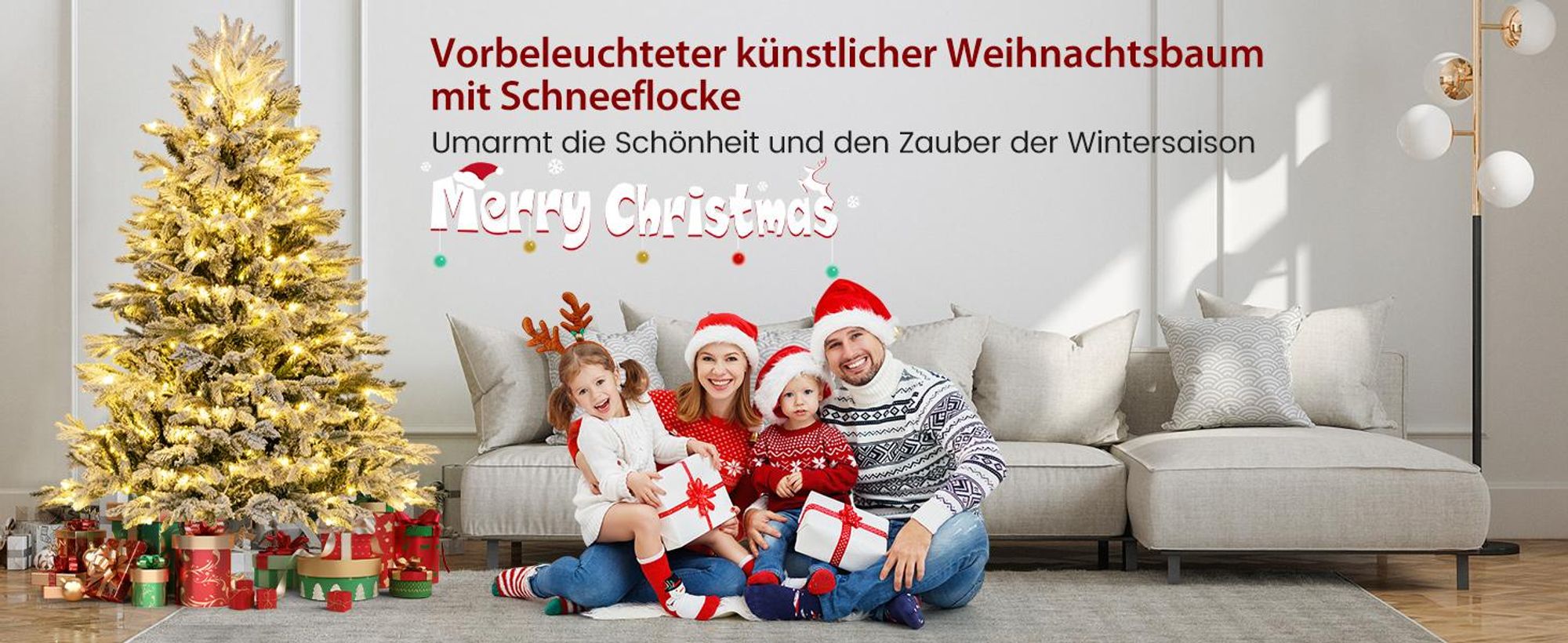 COSTWAY Künstlicher Weihnachtsbaum 180cm, Tannenbaum 1022 gemischte Zweigspitze mit Schnee, 350 Warmweiße LEDs, Christbaum Weihnachten, weiß grün