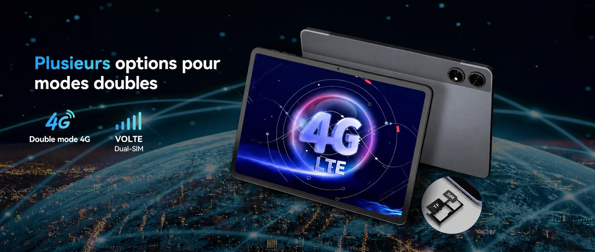 Tablette Android 16 T60, écran de 12,2 pouces avec résolution 2,5K, 48 Go de RAM + 256 Go de stockage interne (extensible jusqu'à 2 To via carte TF), processeur Octa-Core, batterie de 10 000 mAh et intelligence artificielle Gemini