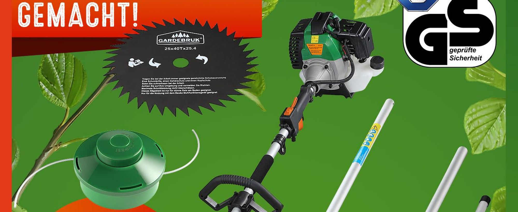 GARDEBRUK Benzin Motorsense Freischneider 5 in 1 Multitool