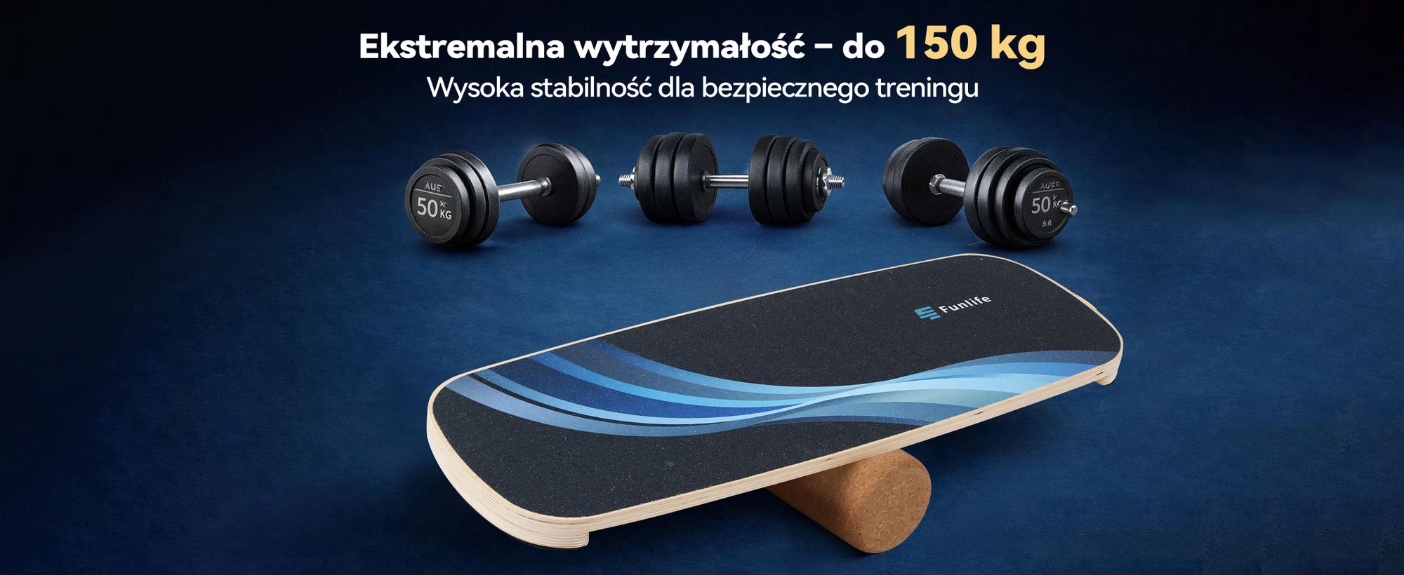 FunLife Balance Board WAVE wykonana z drzewa brzozowego z rolką – deska do treningu równowagi, idealna do wzmacniania mięśni brzucha, poprawy koordynacji oraz treningu surfingu, skateboardu i snowboardu