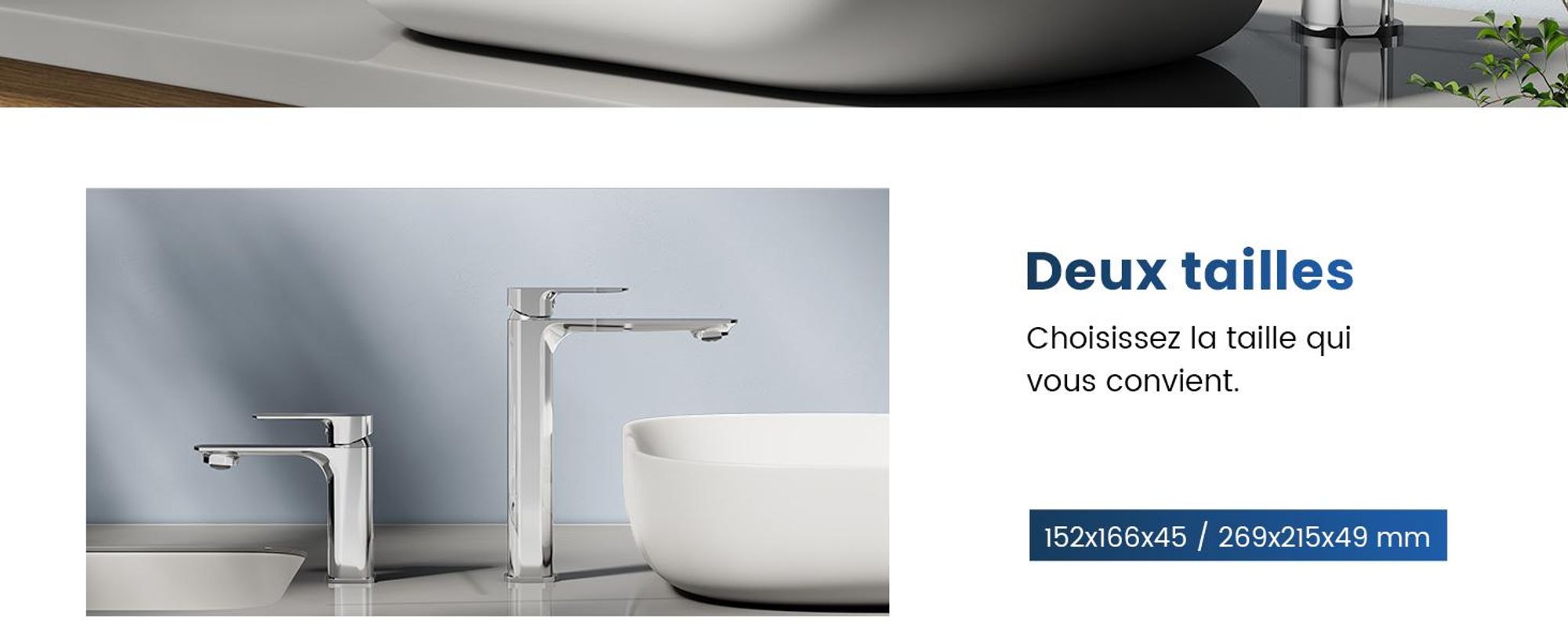 EMKE Robinetterie pour lavabo Robinetterie pour salle de bains Mitigeur monocommande Robinet de salle de bains en laiton 269 x 215 x 49 mm Chrome