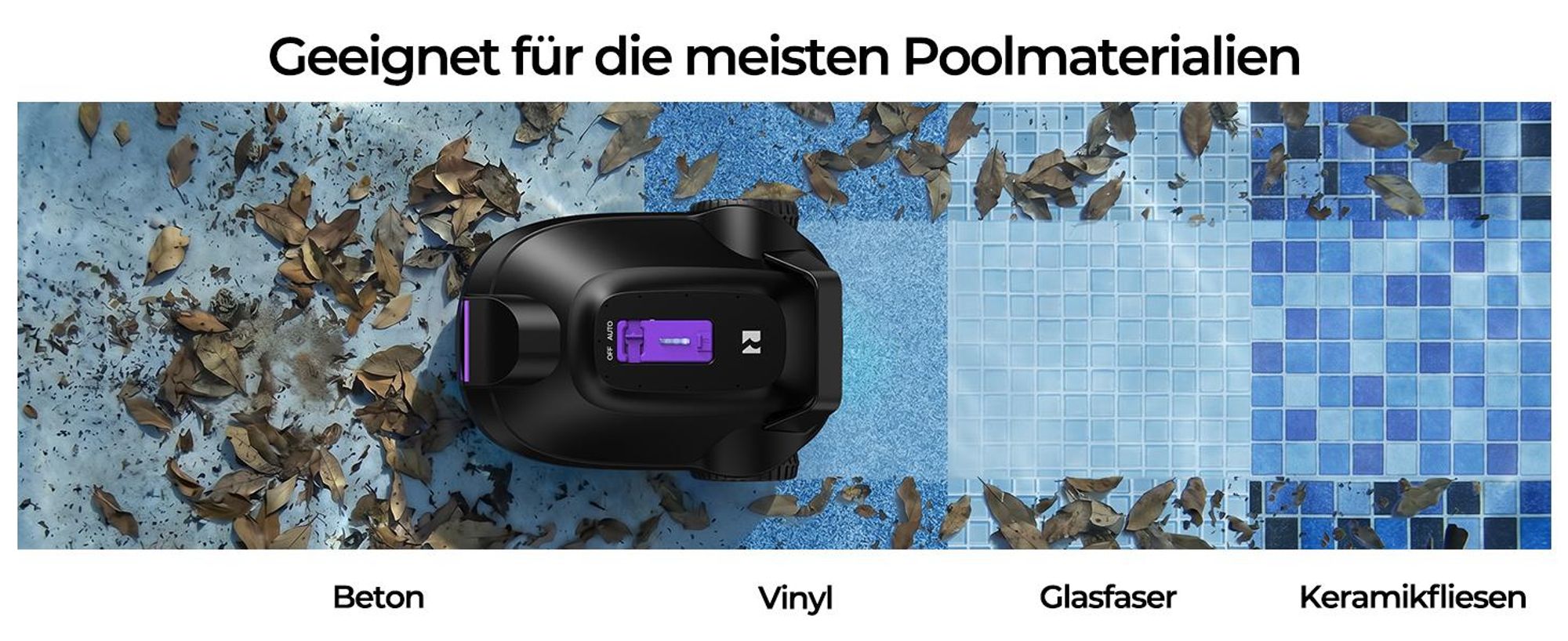 Kabelloser Poolroboter Redkey S200–Doppelmotor, 180 Minuten Akkulaufzeit, starke Saugleistung, Doppelfilter, Reichweite bis 3M