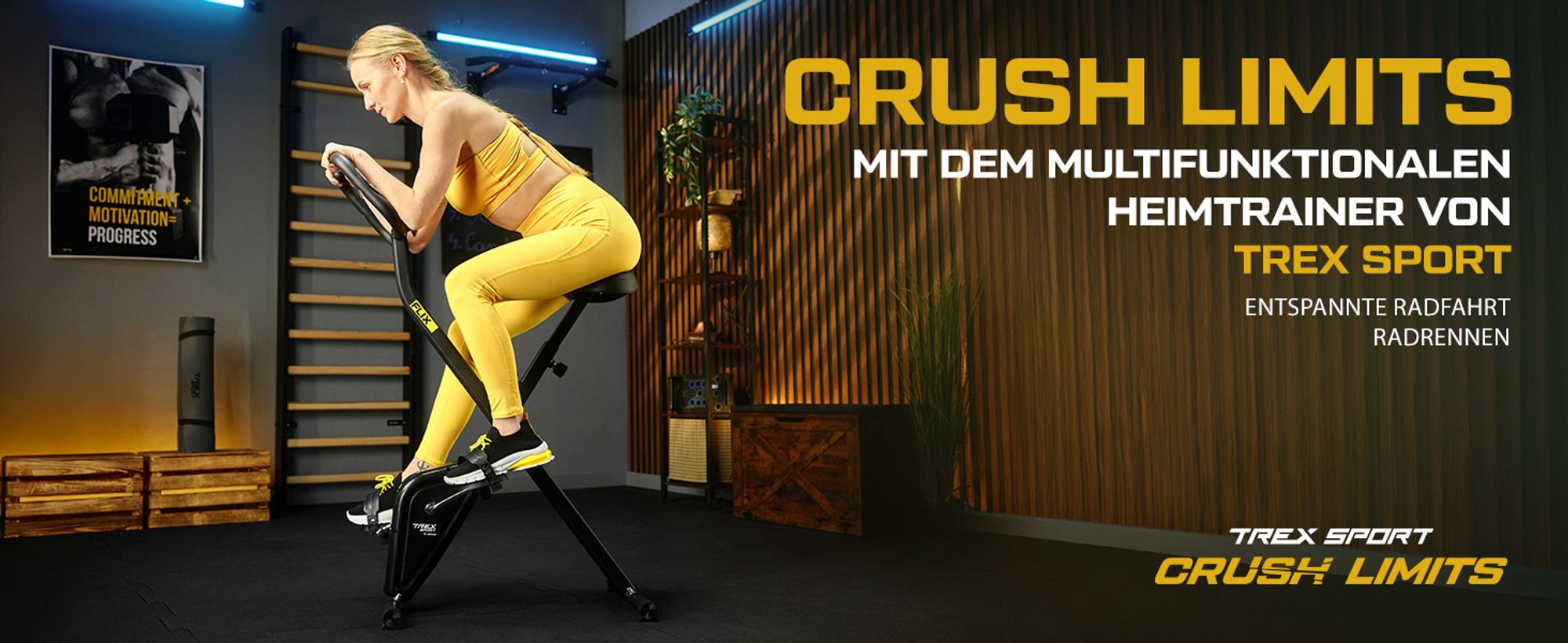 TREX SPORT Heimtrainer Fahrrad klappbar TX-320XB FLIX | Fitnessbike Pulssensoren, 5 Sitzhöhen, 100 kg belastbar, kompakt