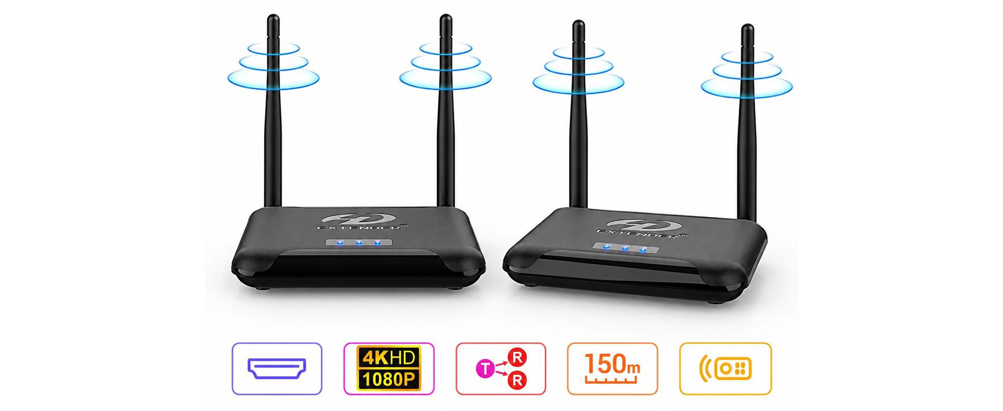 A81D HDMI Wireless Transmitter & Receiver – Drahtlose HDMI Übertragung 4K UHD, bis 150 m, Sender & Empfänger Set