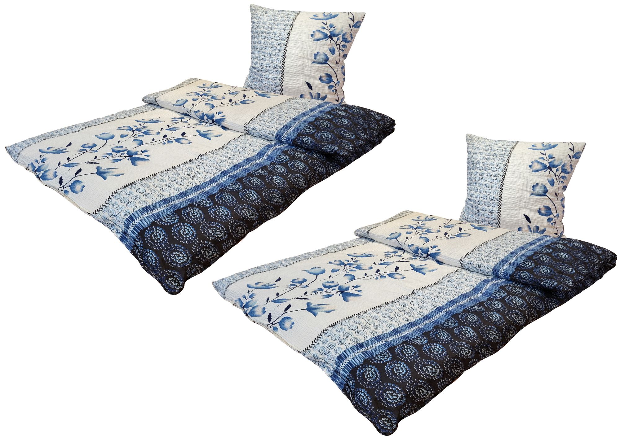 Microfaser Seersucker Bettwäsche Iris Design, 4-teilig, 2x