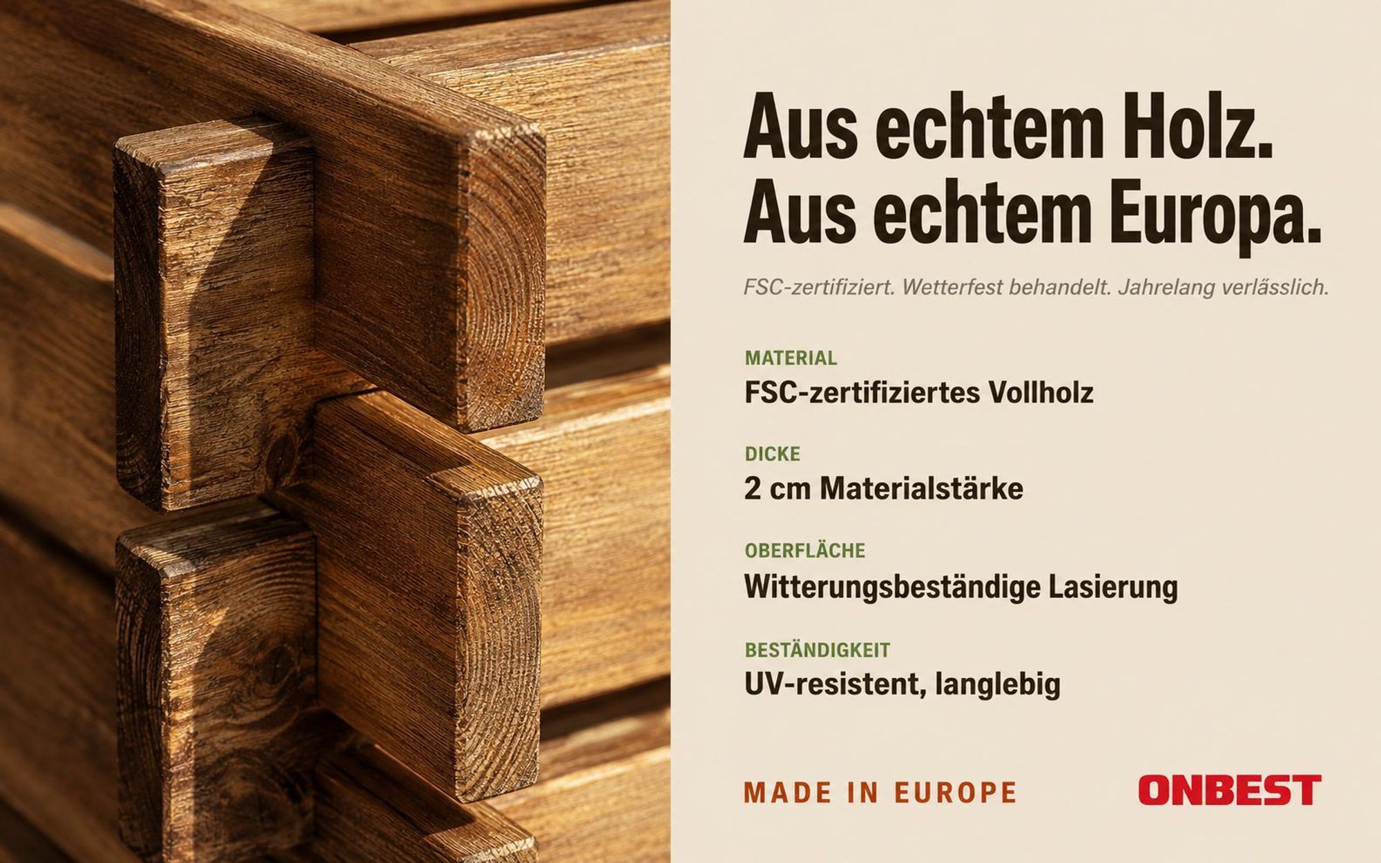 Holzkomposter Garten ONBEST | 520 Liter | 100x100x72 cm | Stecksystem | Witterungsbeständig & Lasiert | Kompostbehälter Holz