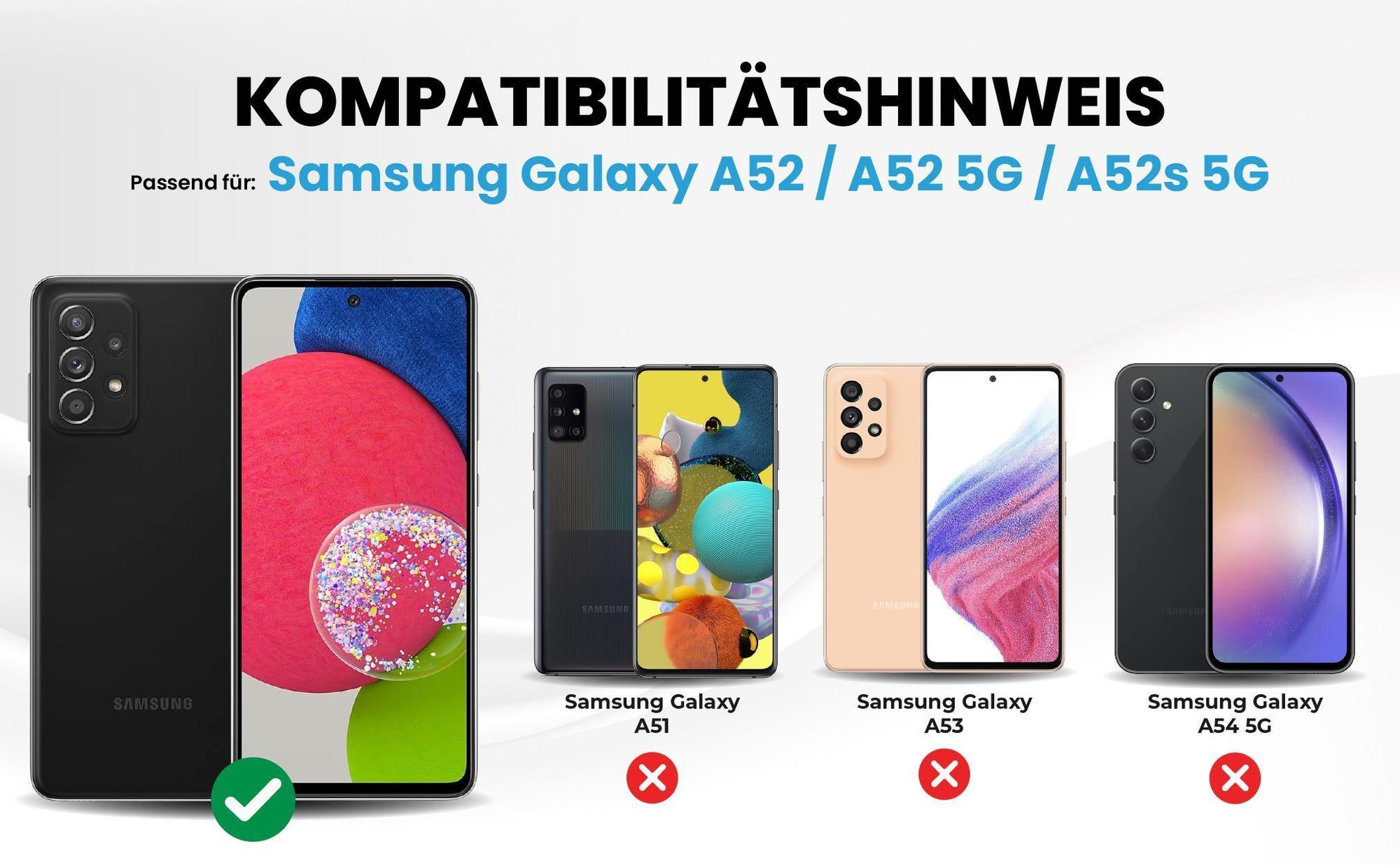 Kompatibilitätshinweise Hülle für Samsung Galaxy A52