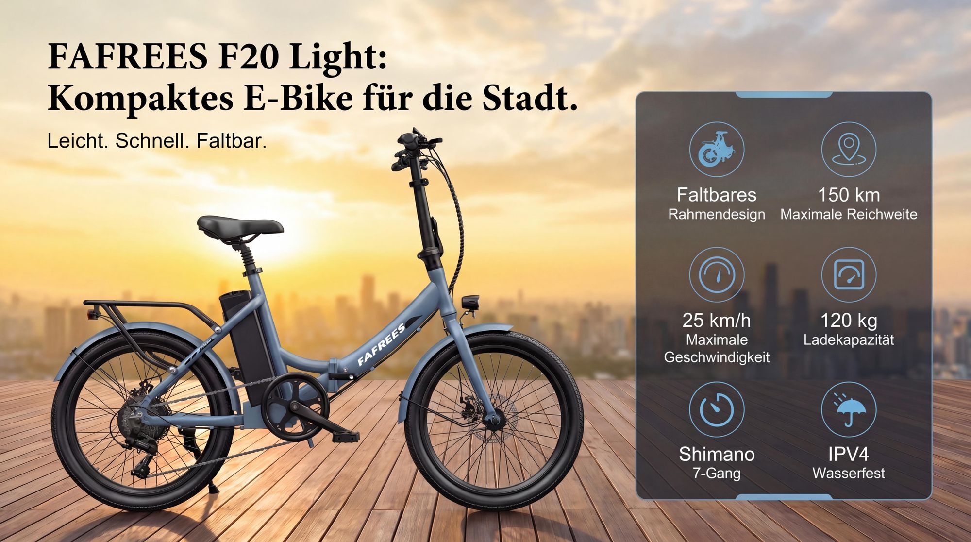 Pedelec 20 zoll 155 - 195 cm E-Bike 36 V bis zu 110 - 130 km mit 7 Gang, Schwarz