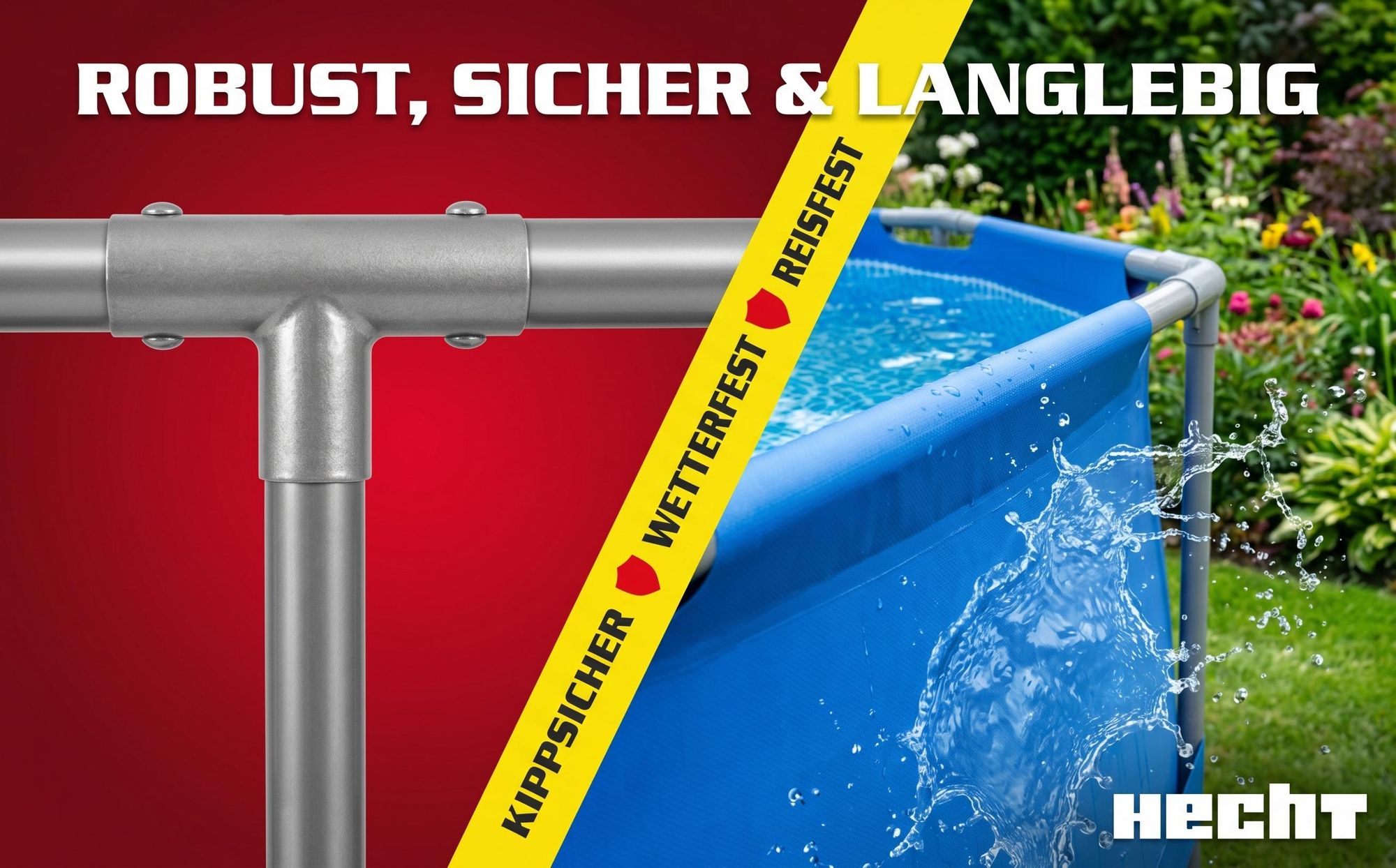 HECHT 3476 Metall Frame Pool Gartenpool | ⌀ 300 cm | 76 cm Höhe | 4383 Liter | 0,3 mm Folie