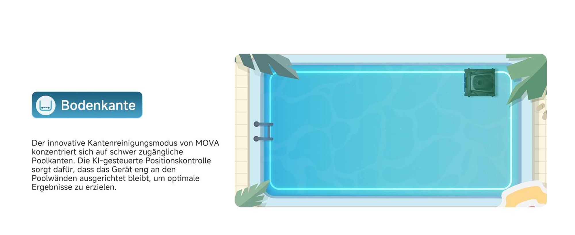 MOVA Diver A10 – Intelligenter Poolroboter, 22 700 L/h Saugleistung, 240 min Laufzeit, Doppel-Bürste, 8 IA-Modi