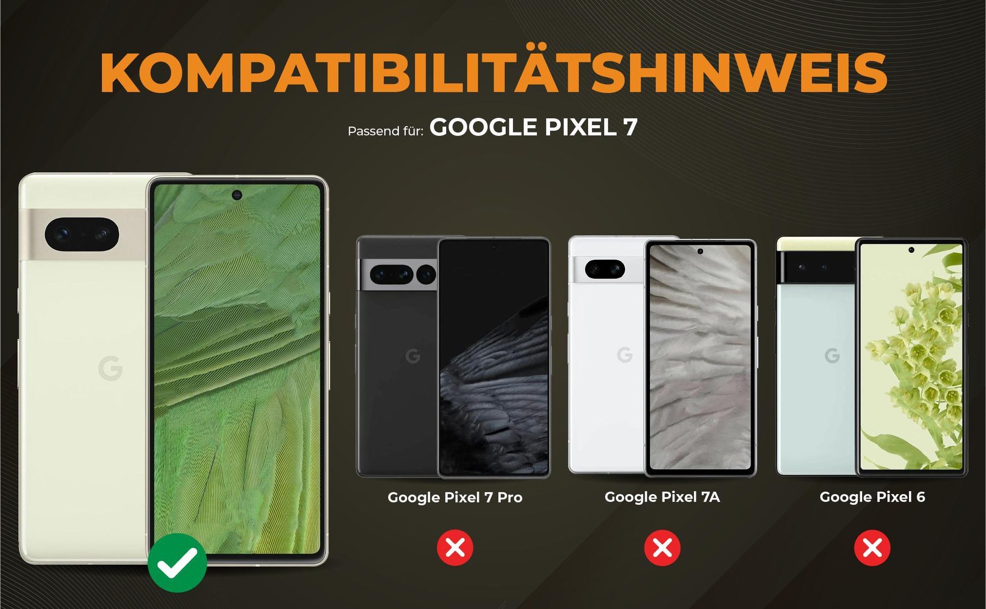 Kompatibilitätshinweise Hülle für Google Pixel 7