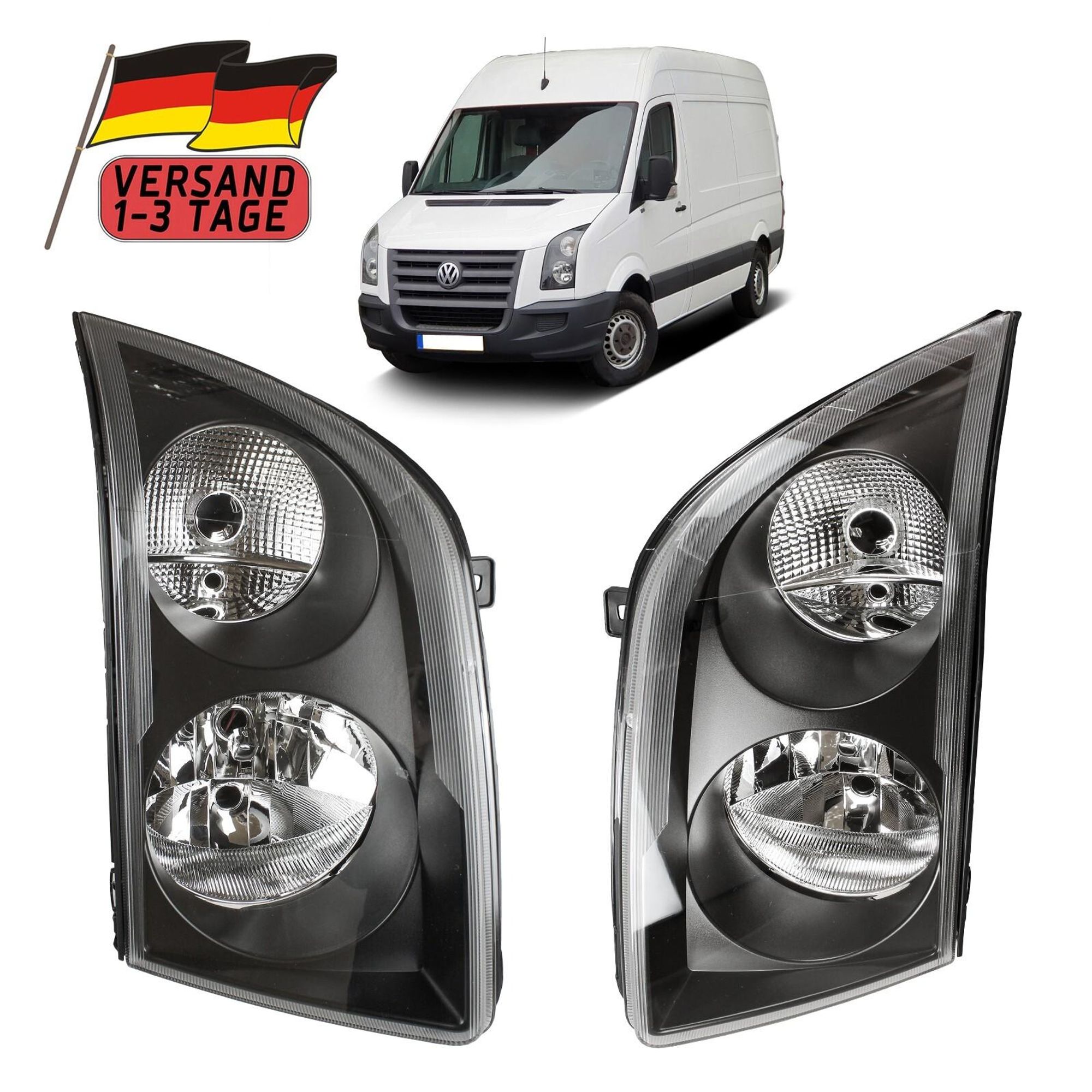 2x Scheinwerfer Für VW Crafter 2006-2017 Frontscheinwer mit Stellmotor L+R Satz