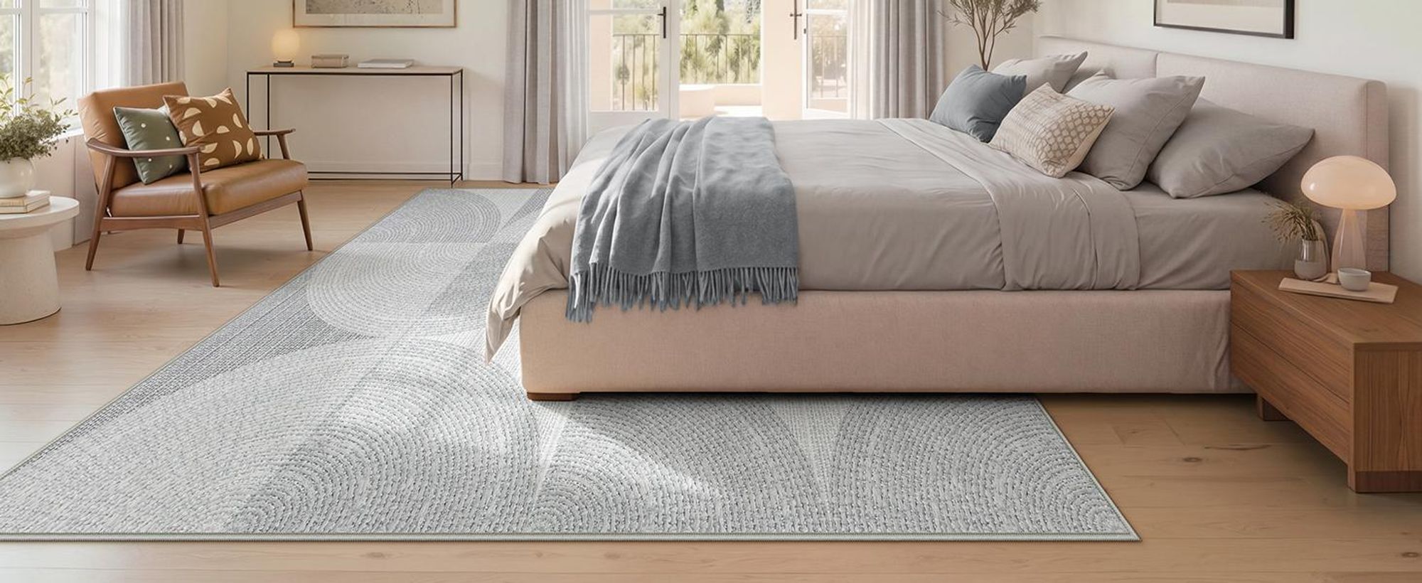 Tribesigns Geometrischer Teppich 160x230 cm, Modern Minimalist Kurzflor Teppich, Maschinenwaschbar Wohnzimmerteppich, Schlafzimmer Büro, Grau