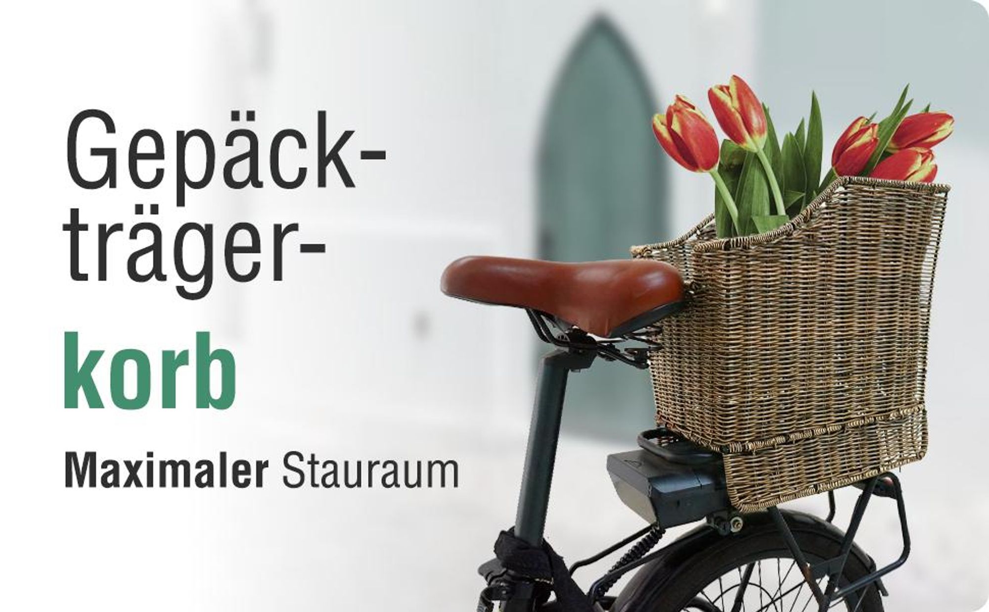 SachsenRad Fahrradkorb Hinten, Abnehmbarer Gepäckträgerkorb aus hochwertigem Polyrattan, Zubehör für E-Bikes und Citybikes