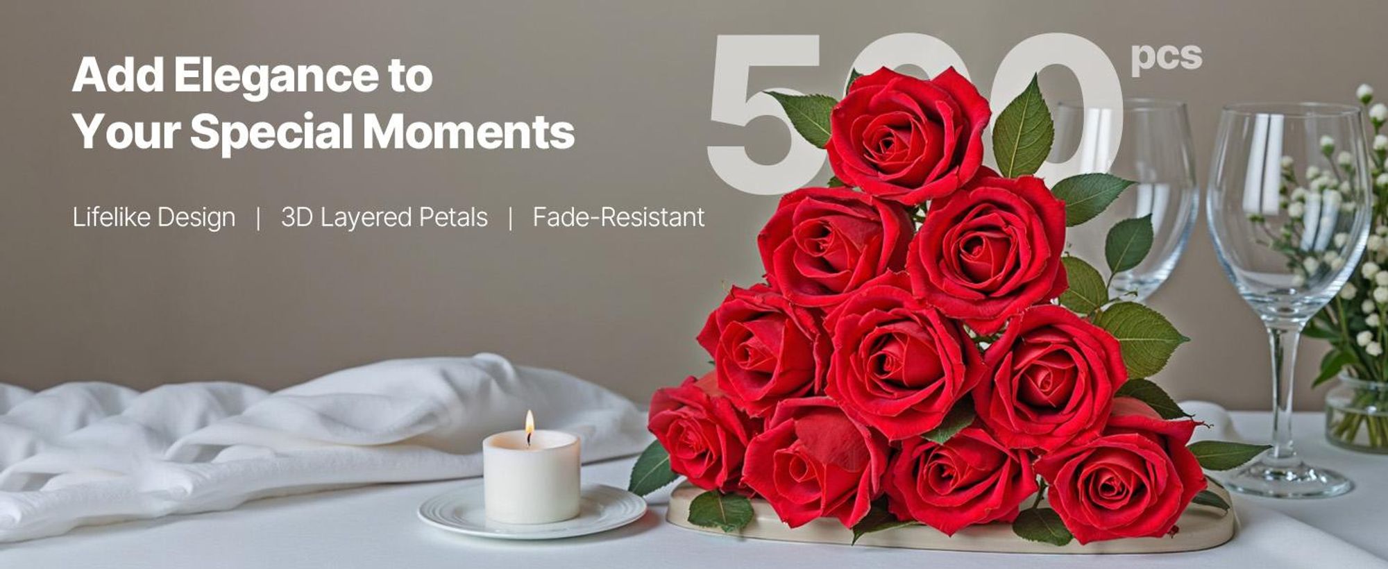 VEVOR Künstliche Rosenblätter, 500 Stück Kunstblumen Rot, Schaumrosen, für DIY Hochzeitsstrauß, Brautstrauß, Valentinstag, Muttertag, Heimdekoration