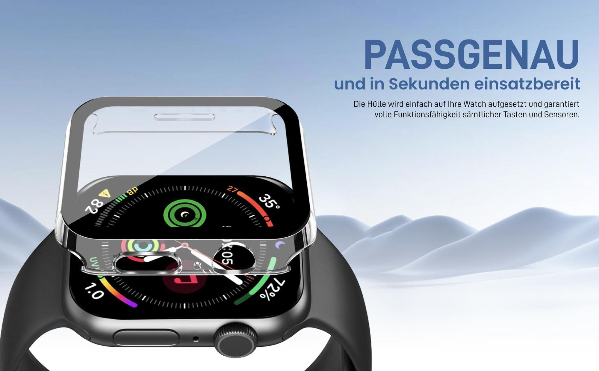 Graue Smartwatch Hülle für Apple Watch Series 7 / 8 / 9 45 mm Gehäuse- und Displayschutz