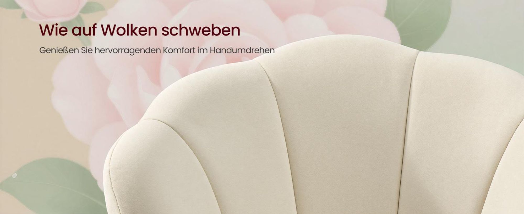 VASAGLE Esszimmerstuhl mit Samtbezug, Schminktischstuhl mit blütenblattförmiger Rückenlehne, stabil, weiß