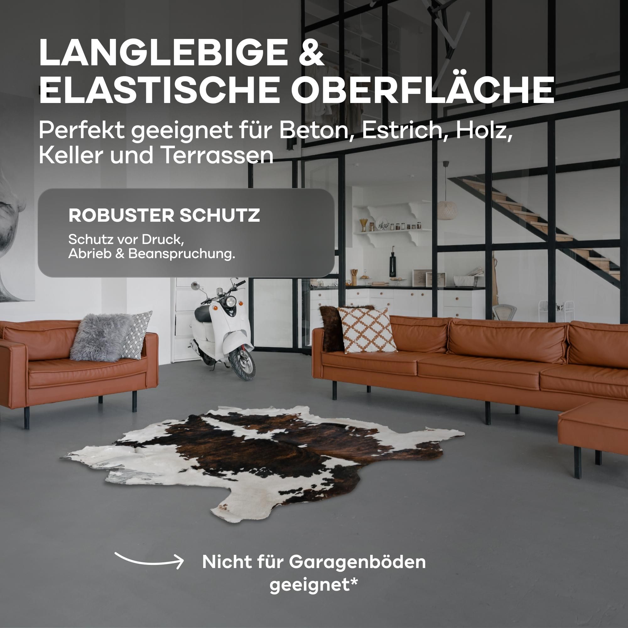 Plid Flüssigkunststoff für Innen & Außen, Silbergrau 5L für ca. 50m² - Betonfarbe, Bodenbeschichtung Terrasse, Werkstatt & Keller - Flüssig PVC