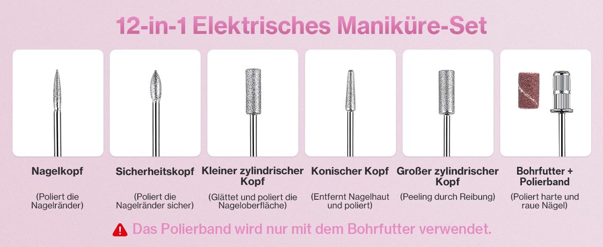 Nagelfräser, Elektrischer Nagelfeile, Nagelbohrer Set, 45000 U/min, Maniküre Pediküre Set mit LCD-Anzeige, für Gelnägel Nagellack Acrylnägel