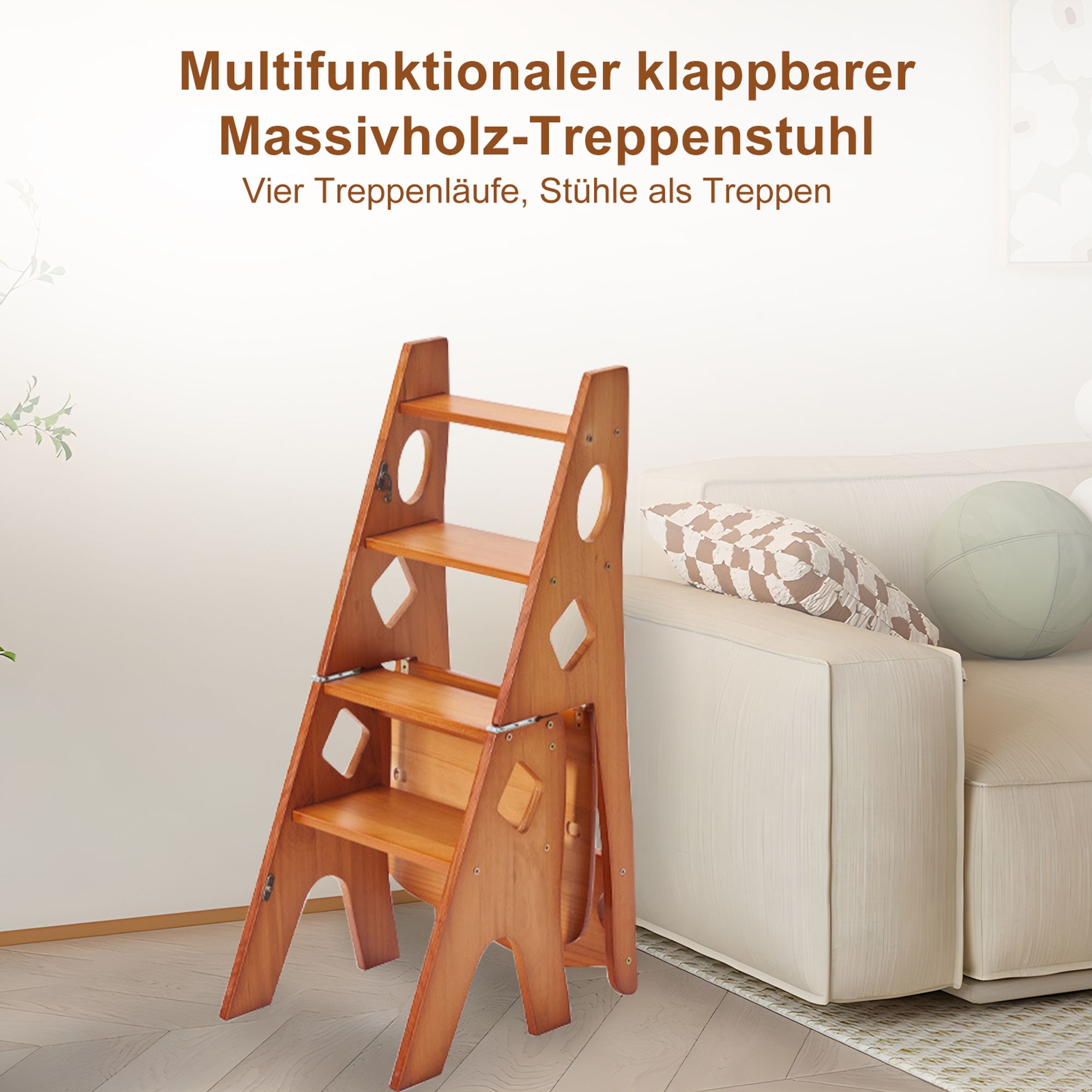 TWSOUL Tritthocker Klappbarer Bibliotheksleiterstuhl Multifunktionaler Klapphocker