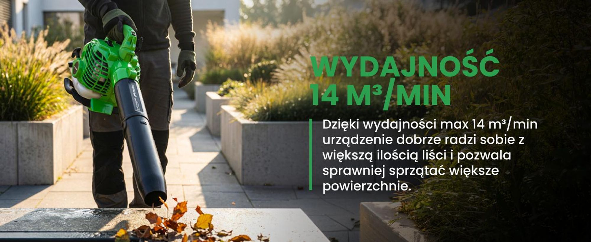Zielona spalinowa dmuchawa do liści odkurzacz z rozdrabniaczem
