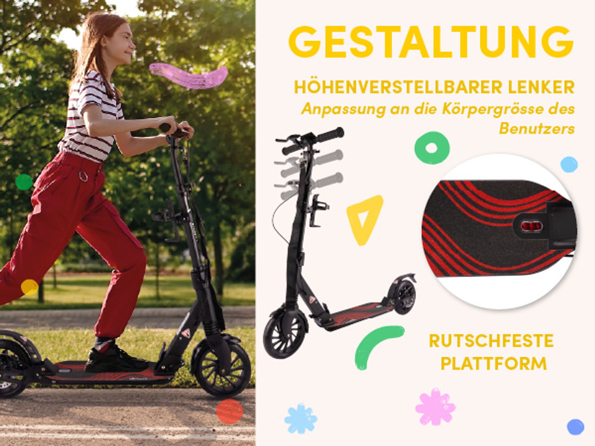 Kinderroller Scooter Cityroller mit Flaschenhalter
