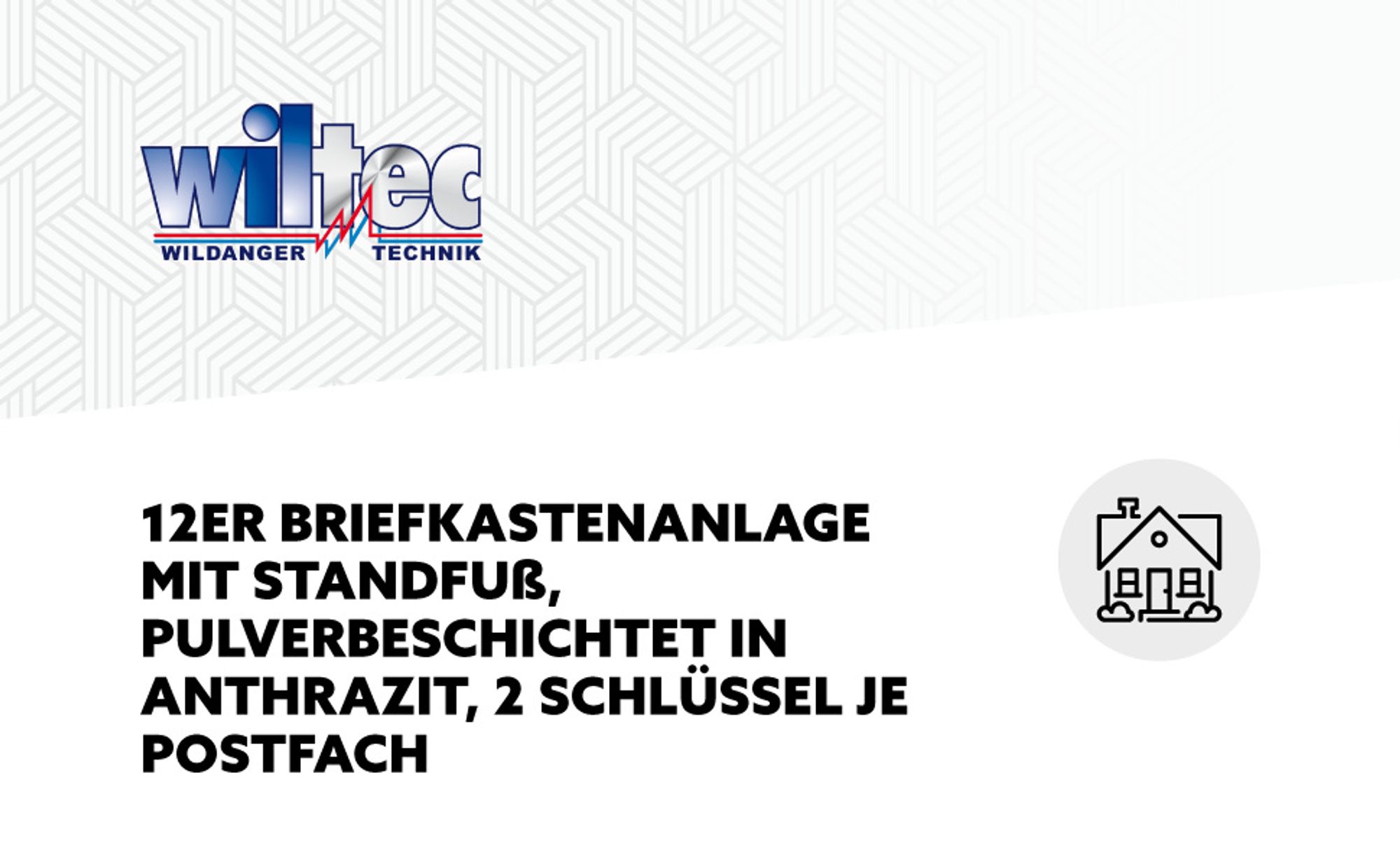 Wiltec 12er Briefkastenanlage Anthrazit 945 x 270 x 1500 mm, Standbriefkasten mit 2x6 Fächern, Schlüssel und Namensschild, Briefkasten Postkasten mit Ständer