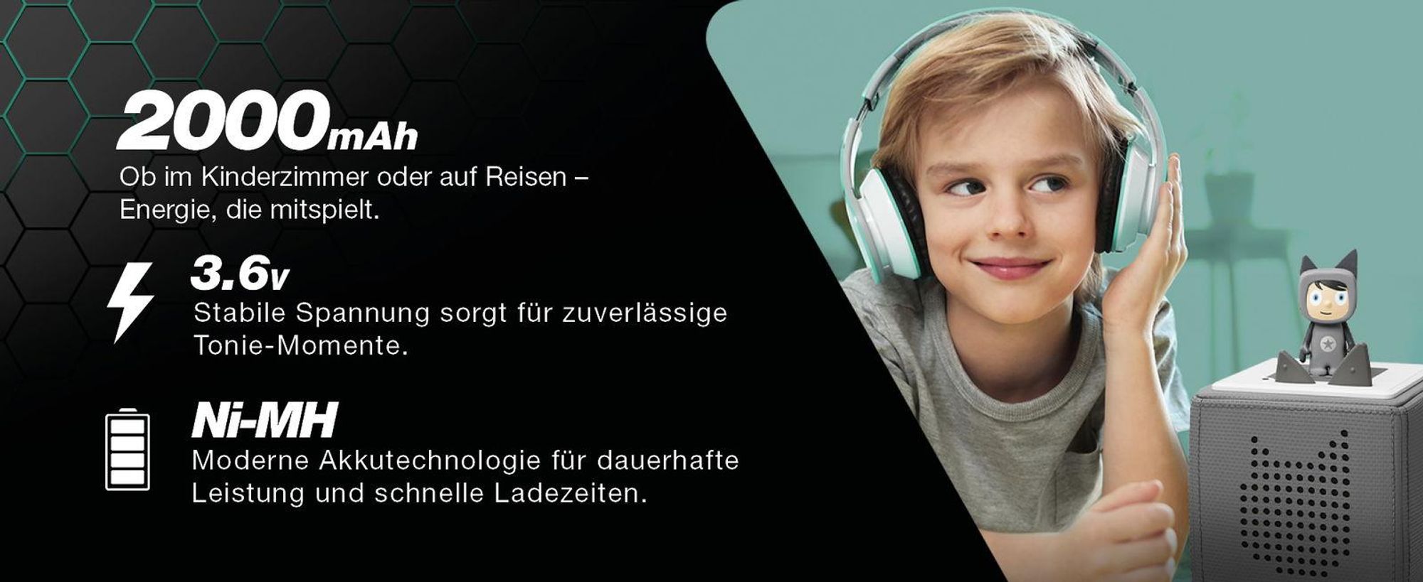 CELLONIC 1x Akku für Lautsprecher Kompatibel mit Tonies Tonie Box, 50AA5S - (2000mAh, 3.6V)