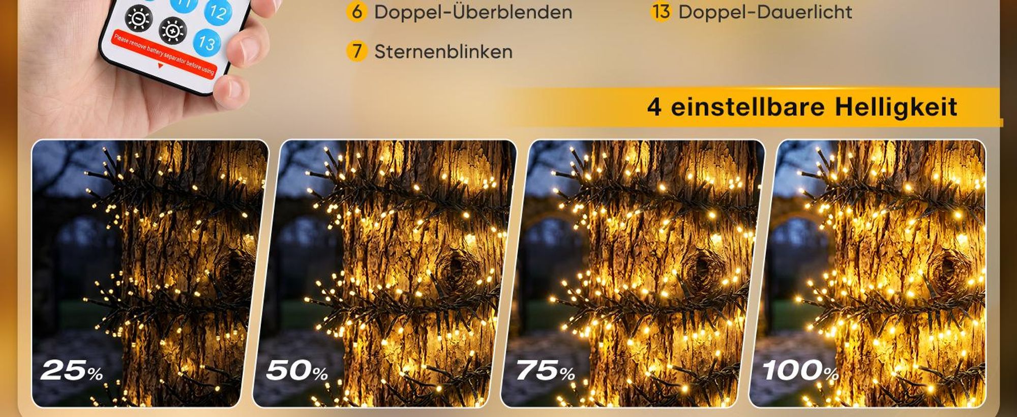 SALCAR  768er  Solar Cluster Lichterkette Außen LED 8,6m Solarlichterkette mit Fernbedienung, 13 Modi Solar Lichterketten für Innen Garten Hochzeit