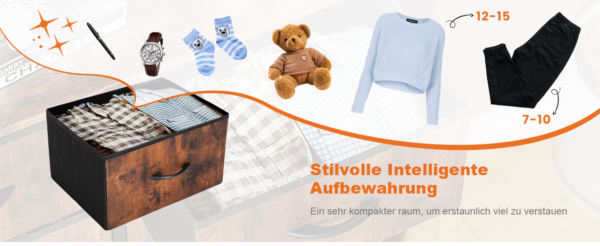 Sweetcrispy Kommode mit Stoffschubladen , Chest of Drawers mit 8 schubladenschrank, kommode schlafzimmer schubladen schrank,Stoffkommode drawer