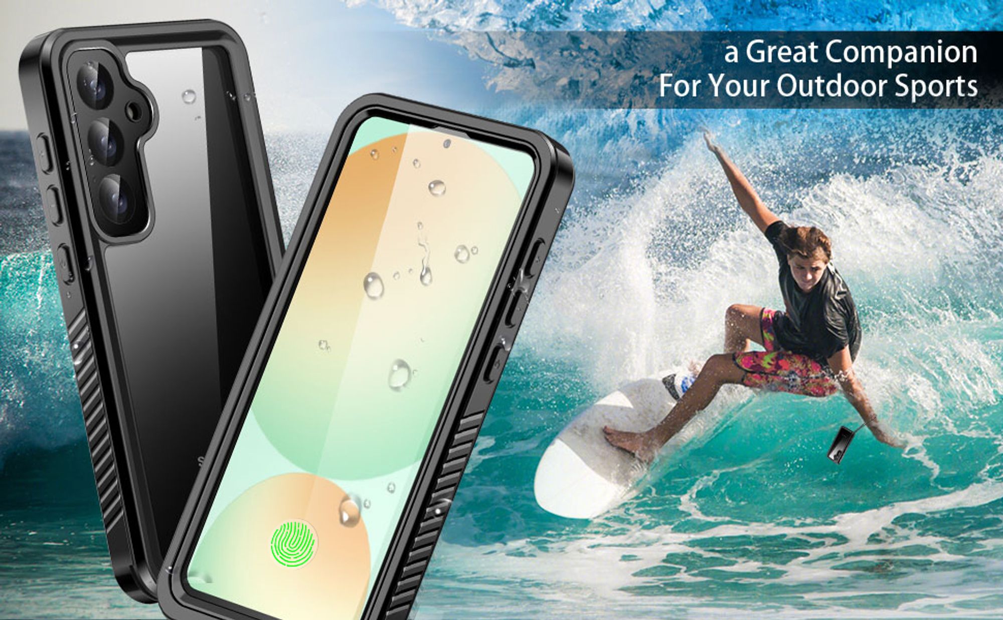 IP68 Wasserdicht Hülle für Samsung Galaxy S24 FE Hülle mit Band Displayschutz+Kameraschutz Stoßfest Handyhülle Schwarz