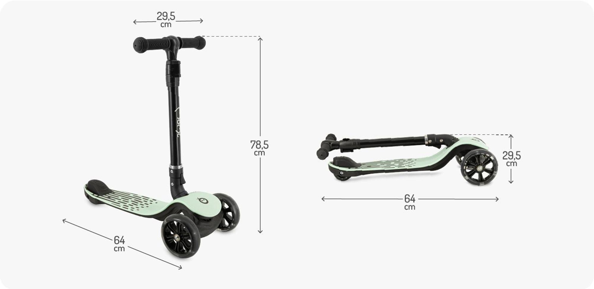 MoMi SAN 2-in-1 3-Rad-Kinderroller – höhenverstellbarer Lenker 60/66/72 cm, klappbar, LED-Räder, ABEC-7, Trittbremse, 2,7 kg