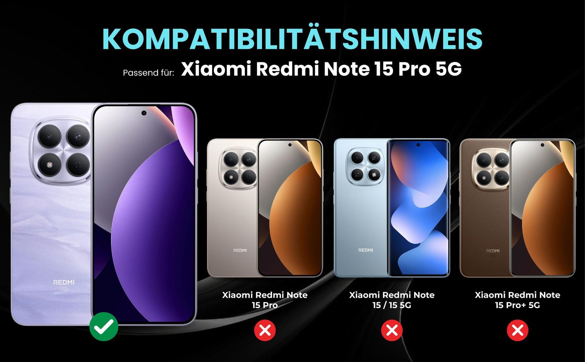 Kompatibilitätshinweise Hülle für Xiaomi Redmi Note 15 Pro 5G