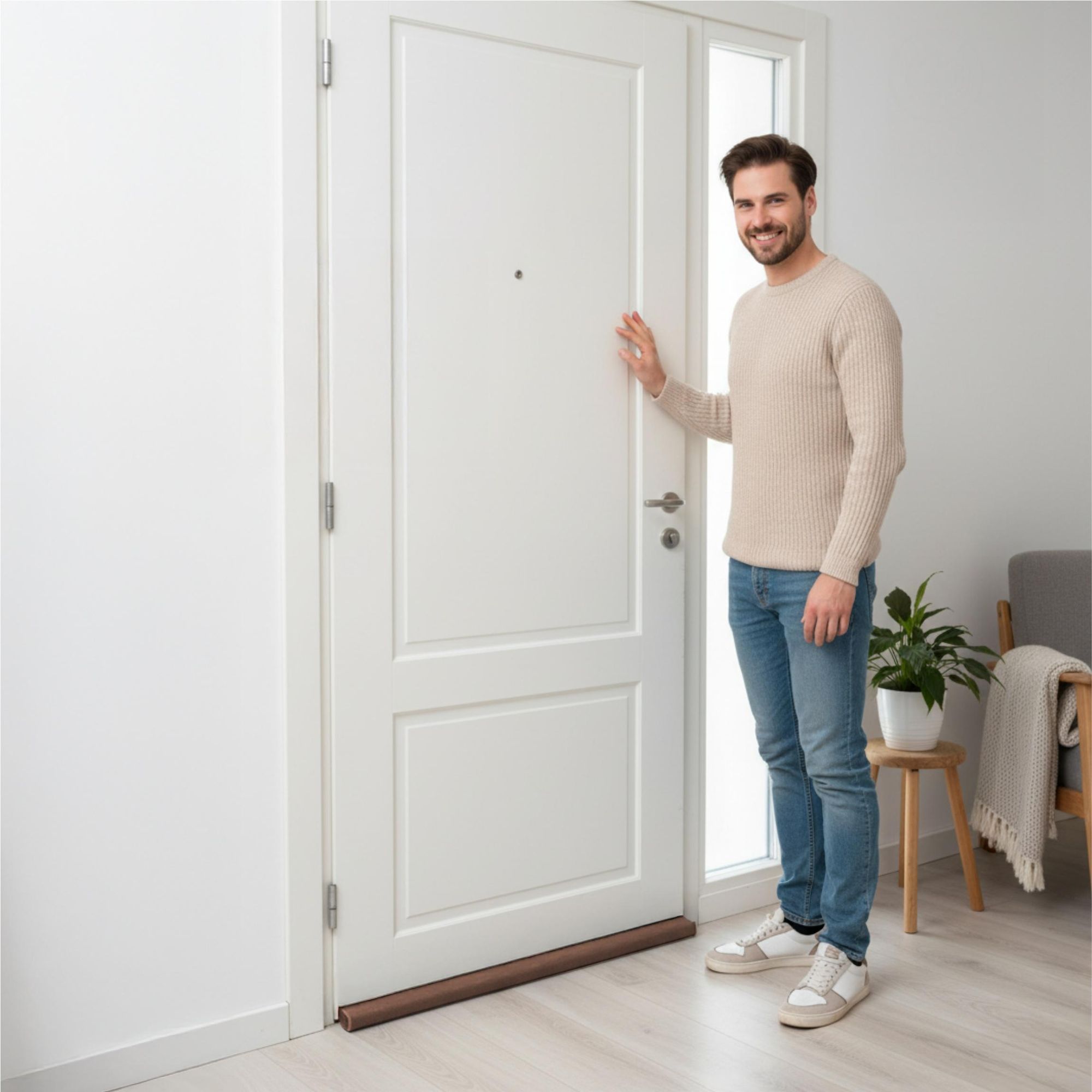 Türdichtung 90cm Braun, Zugluftstopper für Tür & Fenster, Schallschutz & Insektenschutz, Schaumstoff Dichtung zuschneidbar, EVI HOME Dual Brown
