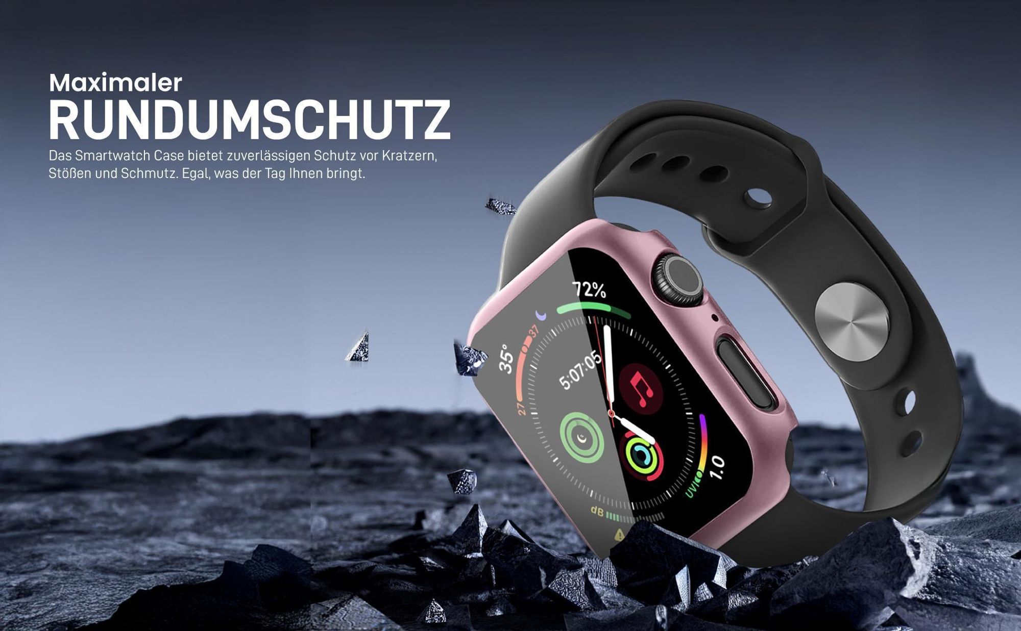 Dunkelblaues Case für Apple Watch Series 7 / 8 / 9 45 mm mit Rundumschutz