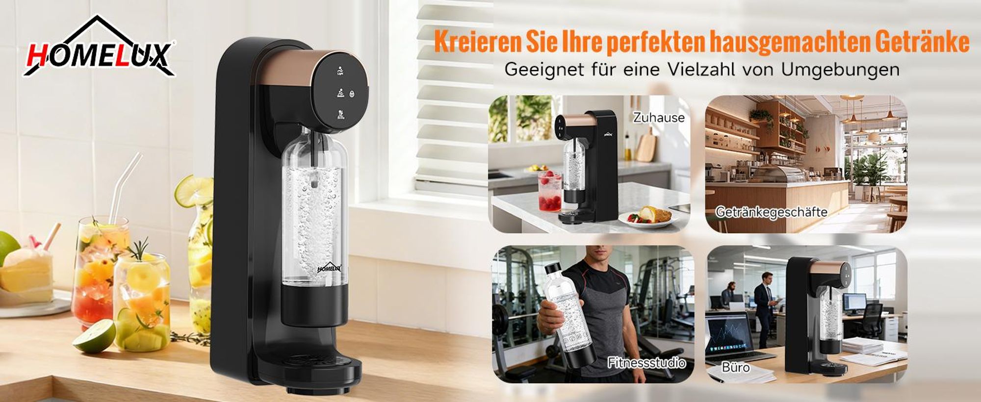 Wassersprudler, Elektrischer Sprudelwasser Maschine mit 1 PET-Flasche, Soda Maker, Wasser Sprudel GeräT, Water Carbonator, Touchscreen,3-stufig