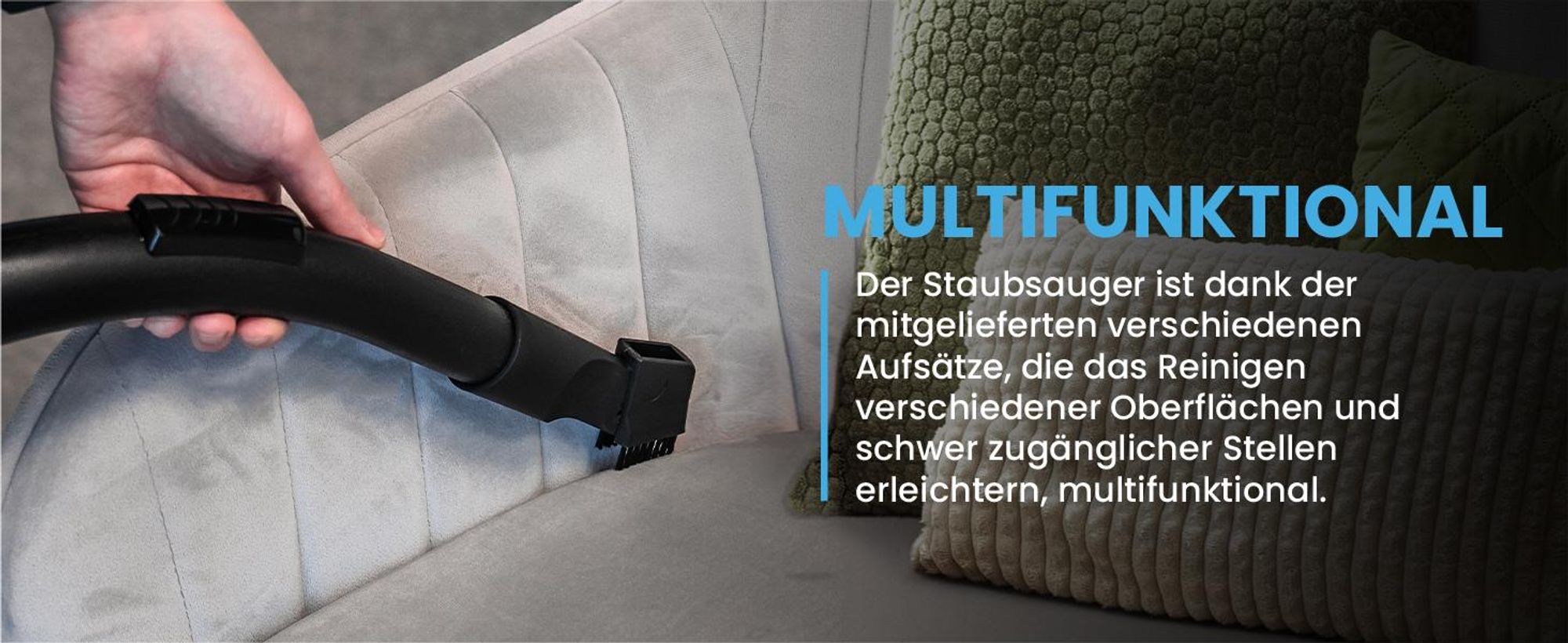 Staubsauger Zyklonsauger mit HEPA-Filtern und Set von Aufsätzen