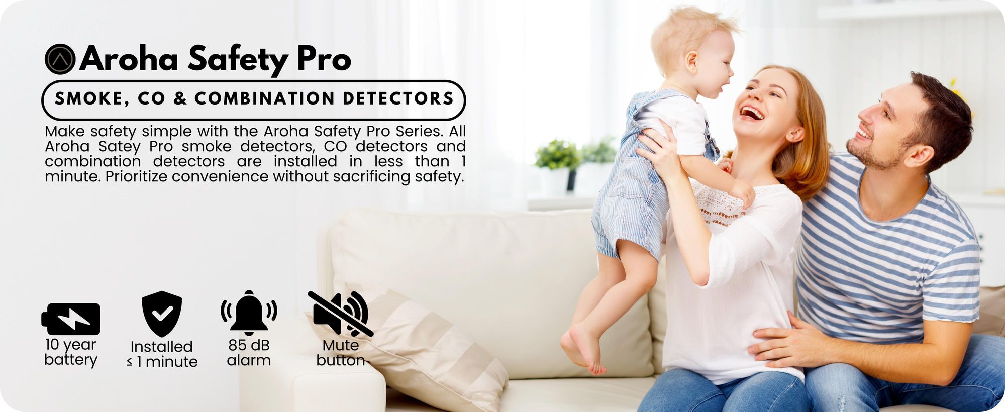 Aroha Safety Pro kombinovaný detektor dymu a oxidu uhoľnatého CO - 10 rokov batérie - Sleep Line - 1 sada