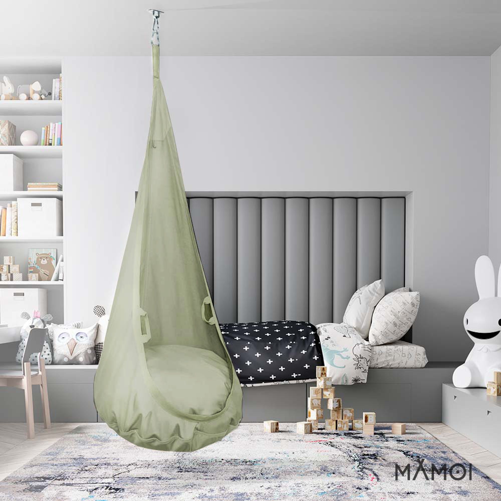 MAMOI® Hängesessel für kinder, Therapieschaukel, Schaukel für kinderzimmer, Hängehöhle, Hängeschaukel, Sensory swing, Schaukeltuch indoor, Hängesack,