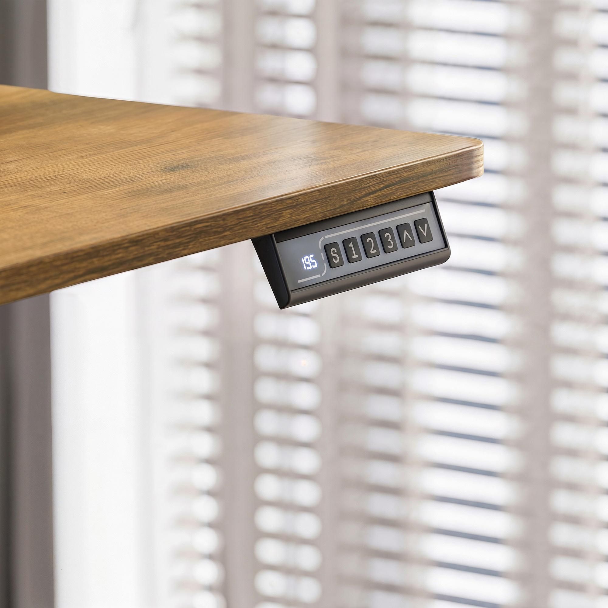 di volio Schreibtisch BARGA höhenverstellbar elektrisch 88x60 cm – braun, ergonomischer Bürotisch, platzsparender Stehtisch mit Memory-Funktion