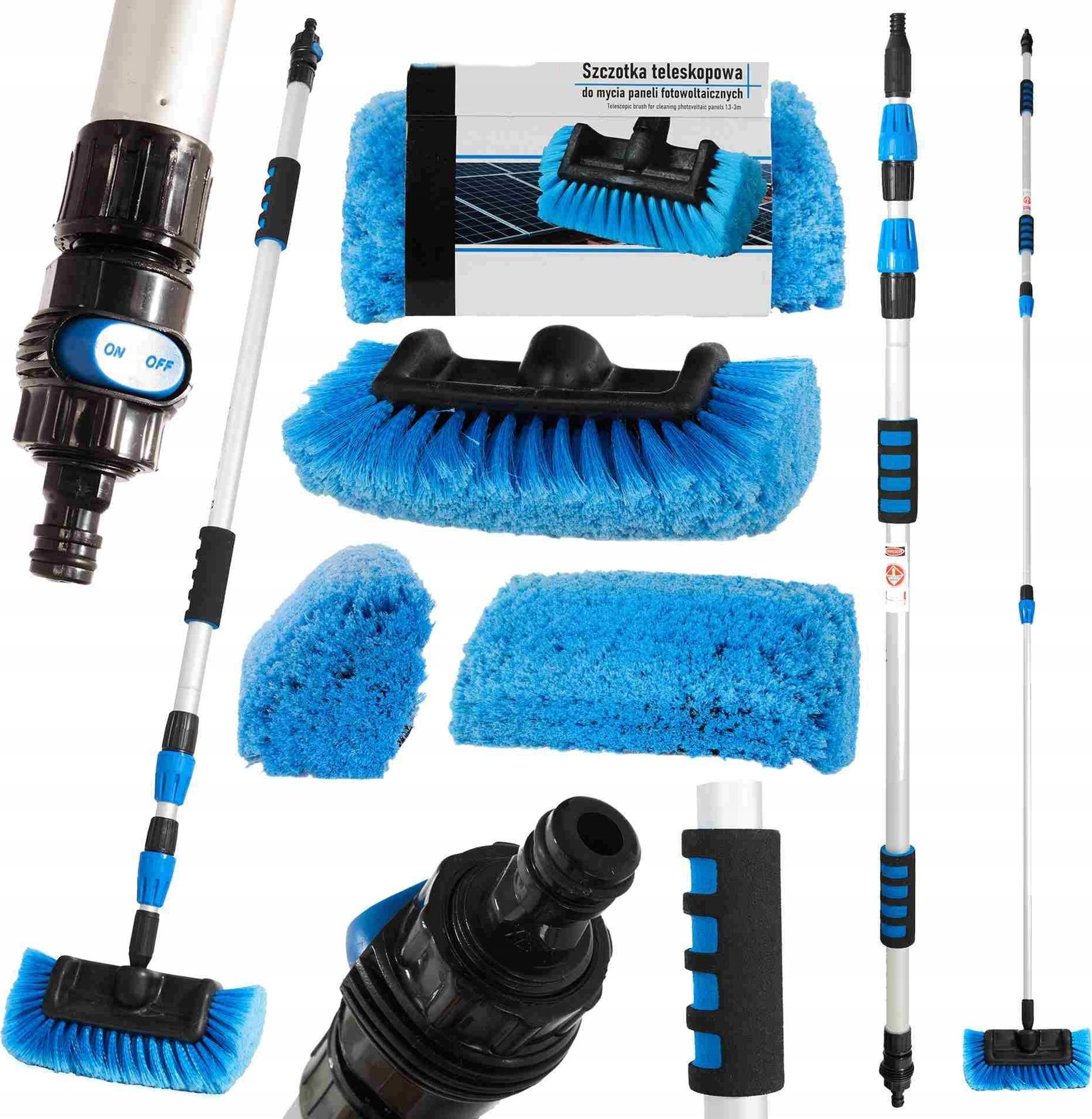 LUXTOM | Teleskopický kartáč na mytí, 103-170 cm, 5 stran, modrý, hliník, kartáč na mytí aut