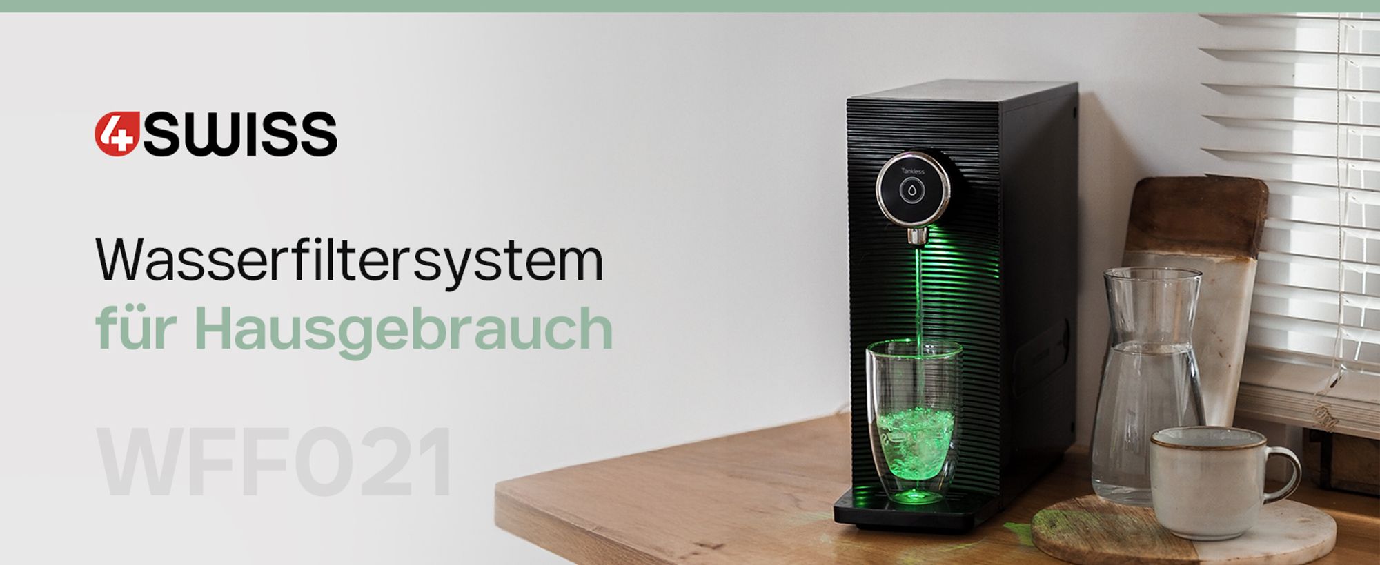 4Swiss WFF021 Wasserfiltersystem Weiß Trinkwasserfilter - Wasseraufbereitung ohne Wasserverlust Bakterien Mikroplastik Filter Wasserspender Küche