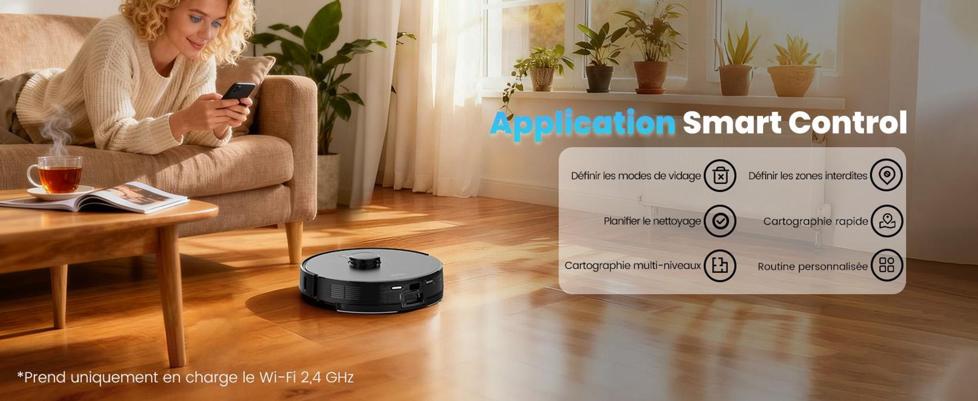 Robot aspirateur AIRROBO Q20 Plus avec station d'aspiration 3,5 L, robot aspirateur 8000 Pa avec fonction de nettoyage, navigation laser, cartographie de plusieurs étages